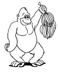 Monkey with banana Coloring Page | 1001coloring.com