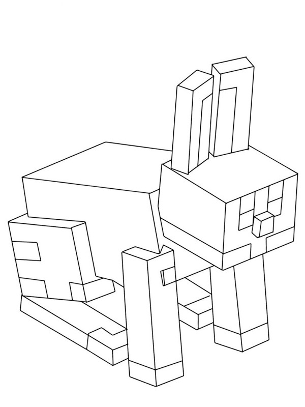 Rabbit minecraft Coloring Page | 1001coloring.com